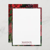 Moody Florals Black & Burgundy  Monogram Notitiekaartje (Voorkant / Achterkant)