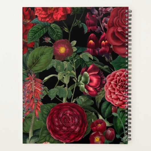 Moody Florals Black & Burgundy  Monogram Planner (Achterkant)