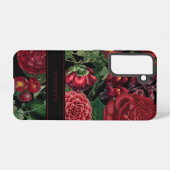Moody Florals Black & Burgundy  Monogram Samsung Galaxy Hoesje (Achterkant horizontaal)