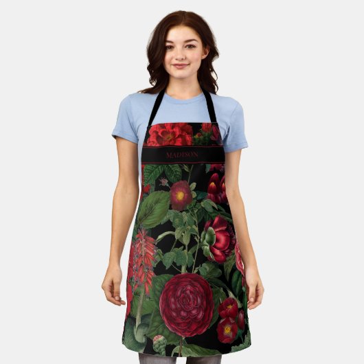 Moody Florals Black & Burgundy  Monogram Schort (Gedragen)