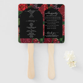 Moody Florals Black Burgundy Wedding Programme Handwaaier