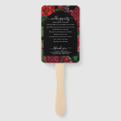Moody Florals Black Burgundy Wedding Programme Handwaaier (Achterkant)