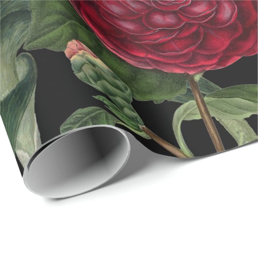 Moody Florals Black en Burgundy  Cadeaupapier (Rol Hoek)