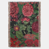 Moody Florals Black en Burgundy Deken (Voorkant Verticaal)