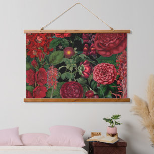 Moody Florals Black en Burgundy  Hangend Wandkleed