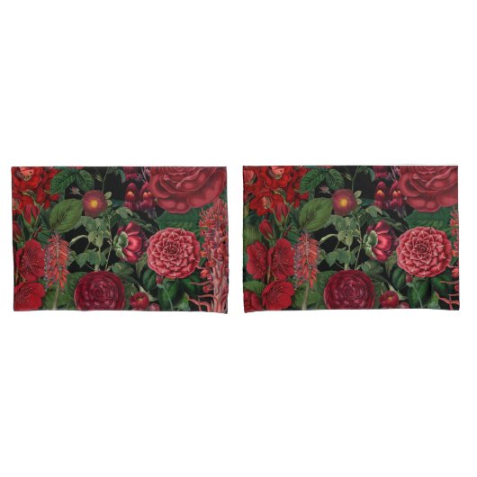 Moody Florals Black en Burgundy Kussensloop (Voorkant-Set)