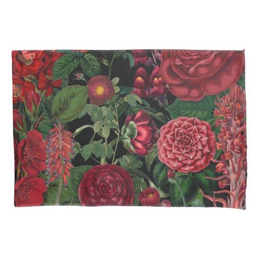 Moody Florals Black en Burgundy  Kussensloop (Voorkant-Links)