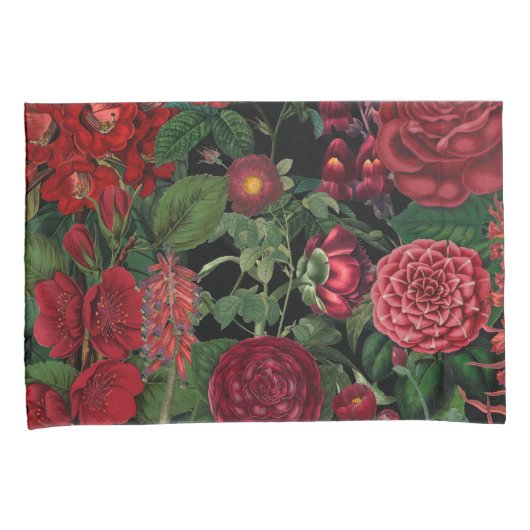 Moody Florals Black en Burgundy  Kussensloop (Voorkant-Rechts)