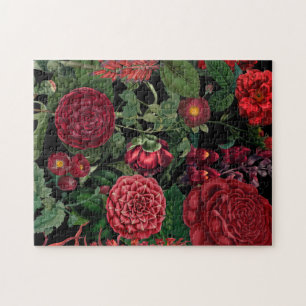 Moody Florals Black en Burgundy  Legpuzzel