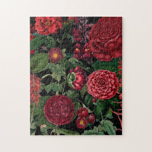 Moody Florals Black en Burgundy  Legpuzzel (Verticaal)