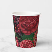 Moody Florals Black en Burgundy  Papieren Bekers (Achterkant)