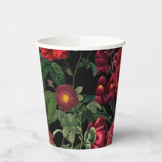 Moody Florals Black en Burgundy  Papieren Bekers (Links)