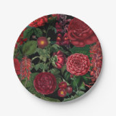 Moody Florals Black en Burgundy  Papieren Bordje (Voorkant)