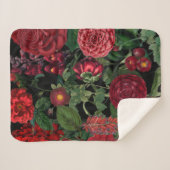 Moody Florals Black en Burgundy  Sherpa Deken (Voorkant (horizontaal))