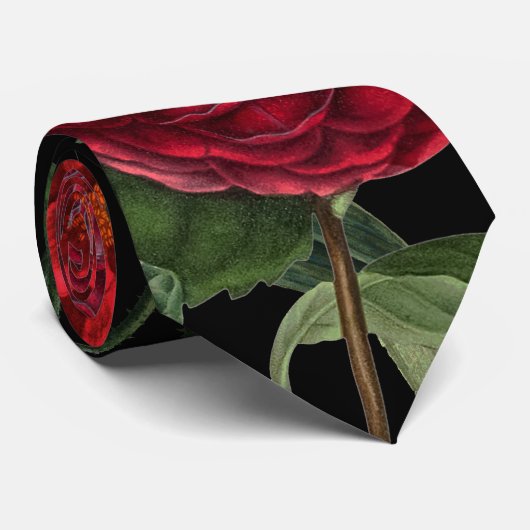 Moody Florals Black en Burgundy  Stropdas (Opgerold)