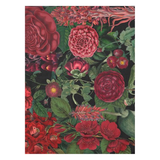 Moody Florals Black en Burgundy  Tafelkleed (Voorkant)