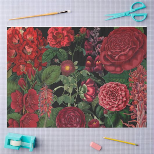 Moody Florals Black en Burgundy  Tissuepapier (Craft)