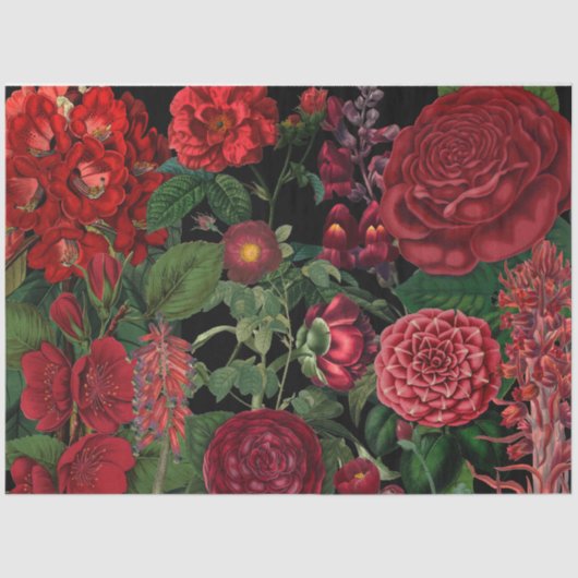 Moody Florals Black en Burgundy  Tissuepapier (Voorkant)