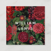 Moody Florals Black Social Media Icons Vierkante Visitekaartje (Voorkant)