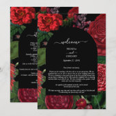 Moody Florals Burgundy Wedding Itinerary Programme Programmakaart (Voorkant / Achterkant)