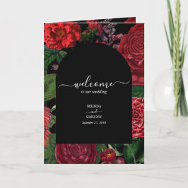 Moody Florals Burgundy Wedding Order of Service Programma