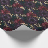 Moody Florals, Gold Pinecone en Spruce Kerstmis Cadeaupapier (Hoek)