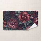 Moody Florals Watercolor Dark Red Pattern Bad Handdoek (Handdoek)