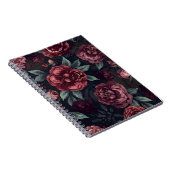 Moody Florals Watercolor Dark Red Pattern Notitieboek (Rechterzijde)