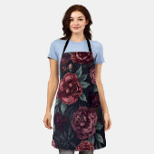 Moody Florals Watercolor Dark Red Pattern Schort (Gedragen)
