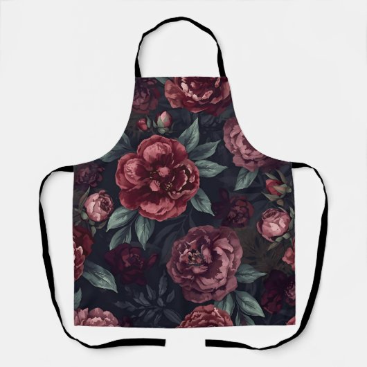 Moody Florals Watercolor Dark Red Pattern Schort (Voorkant)