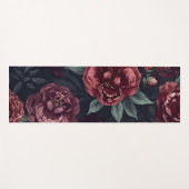 Moody Florals Watercolor Dark Red Pattern Yogamat (Voorkant (horizontaal))