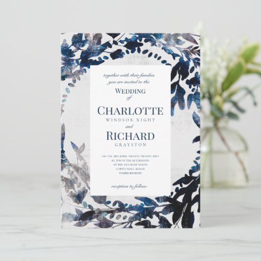 Moody Florals waterverf bruiloft Kaart (Staand voorkant)