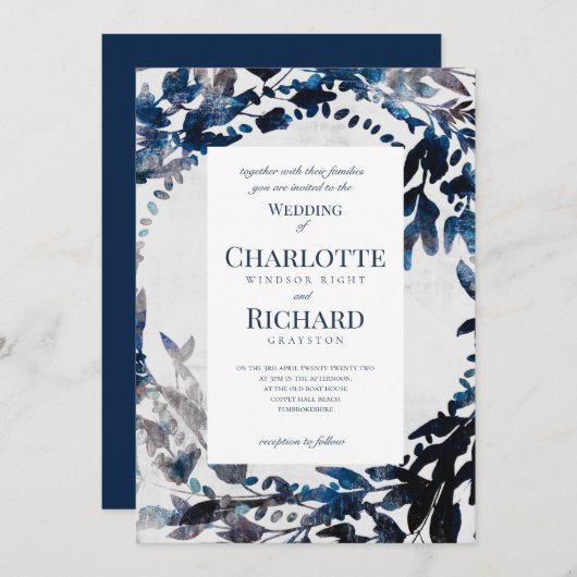 Moody Florals waterverf bruiloft Kaart (Voorkant / Achterkant)