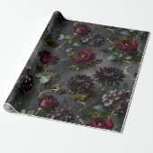 Moody Flower Dark Floral Gift Cadeaupapier (Uitgerold)