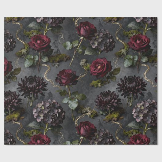 Moody Flower  Dark Floral Gift Cadeaupapier (Vlak)