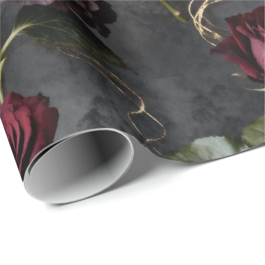 Moody Flower  Dark Floral Gift Cadeaupapier (Rol Hoek)