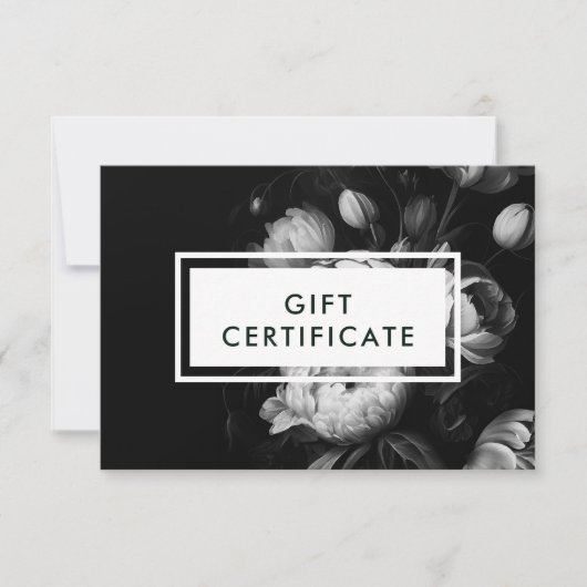 Moody Flowers Black and White Cadeat Certificate (Voorkant)