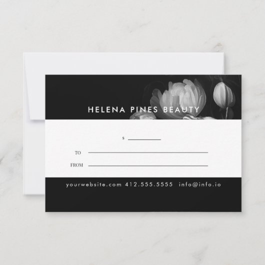 Moody Flowers Black and White Cadeat Certificate (Achterkant)