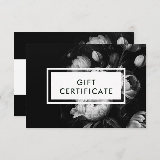 Moody Flowers Black and White Cadeat Certificate (Voorkant / Achterkant)