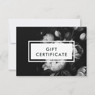 Moody Flowers Black and White Cadeat Certificate