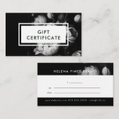 Moody Flowers Black and White Cadeat Certificate Visitekaartje (Voorkant / Achterkant)