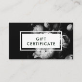 Moody Flowers Black and White Cadeat Certificate Visitekaartje (Voorkant)