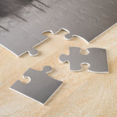 Moody Foggy Black White Bridge over water Legpuzzel (Zijkant)