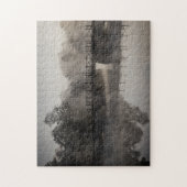 Moody Foggy Black White Bridge over water Legpuzzel (Verticaal)