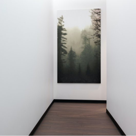 Moody Foggy Treescape Landscape Painting Canvas Afdruk