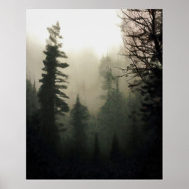 Moody Foggy Treescape Landscape Painting Poster