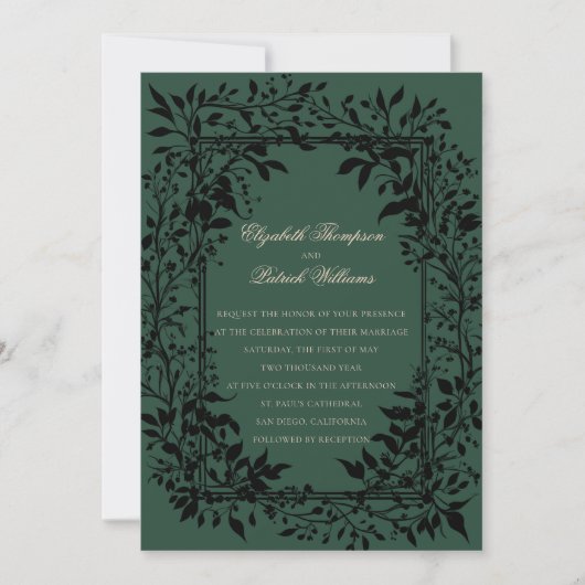 Moody Forest Botanical Elegant Classic Wedding Kaart (Voorkant)
