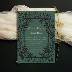 Moody Forest Botanical Elegant Classic Wedding Kaart