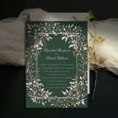 Moody Forest Botanical Emerald Classic Wedding Kaart