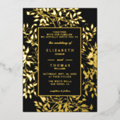 Moody Forest Botanical Gold Modern Classic Wedding Folie Uitnodiging (Voorkant)